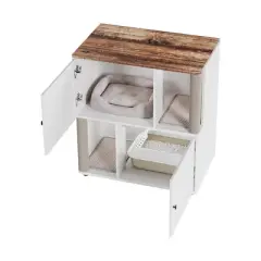 =Cat Litter Cabinet-Particle Board,Double Layer,Cat Litter Storage,Pet Furniture,Litter Box Enclosure