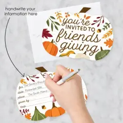 Big Dot of Happiness Fall Friends Thanksgiving - Shaped Fill-In Invitations - Friendsgiving Party Invitation Cards with Envelopes - Set of 12