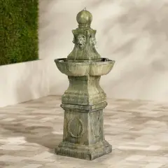 John Timberland Tuscan Garden Pedestal Rustic Bubbler Outdoor Floor Water Fountain 54" for Yard Garden Patio Home Deck Porch House Exterior Balcony