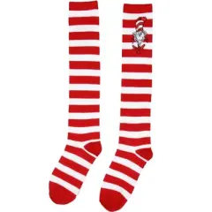 The Cat In The Hat Women's Striped Character Face Knee High Sock