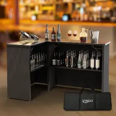 VINGLI 45" Commercial Portable Bar Table for Events, Mobile Bar, Mobile Bartending Station, Outdoor Bar Indoor Pop Up Bar Table with Skirt