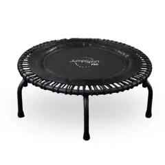 JumpSport 350 PRO Indoor Heavy Duty Lightweight 39 Inch Round Fitness Trampoline with 4 Videos, Secure Arched Legs, and Quiet, Safe Bounce, Black