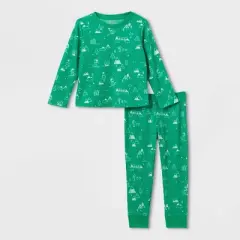 Toddler Ski Scene Matching Family Thermal Pajama Set - Wondershop&trade; Green