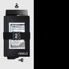 Fidelo Aluminum Minimalist Wallet for Men - Classic - Black