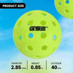 GSE 12-Pack of Outdoor Pickleball Balls Set, USAPA Standard 40 Holes Pickle Balls (Several Colors Available)