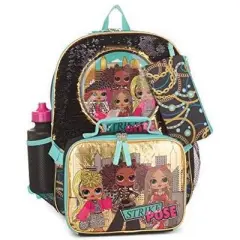 OMG by L.O.L. surprise | This 5-Piece set includes a backpack, lunch kit, water bottle, gadget case and cute hair tie scrunchie