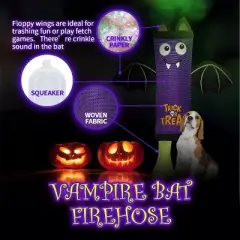 Allforpaws Happy Halloween Dog Toy Firehose Vampire Bat