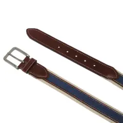 Tommy Hilfiger Men's Canvas with Leather Inlay Casual Belt