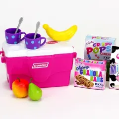 Sophia&rsquo;s Cooler, Mugs and Grocery Food Set for 18'' Dolls, Hot Pink