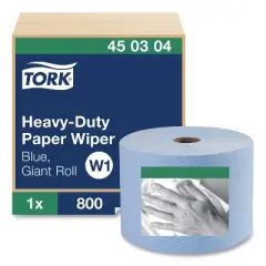 Tork Heavy-Duty Paper Wiper, 1-Ply, 11.1" x 800 ft, Blue