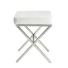 Evon Vanity Bench White/Chrome - Carolina Chair & Table