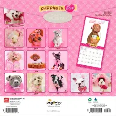 BrownTrout Puppies in Pink 2026 12"x24" Hanging Square Wall Calendar Plastic-Free