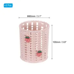 Unique Bargains Strawberry Decor Large-capacity Decorative Pencil Holder Pink 3.1x3.1x3.9 Inch