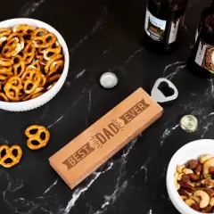 Pavilion Gift Company - Best Dad Ever - 2" x 7" Wooden Bottle Opener - Bottle Openers