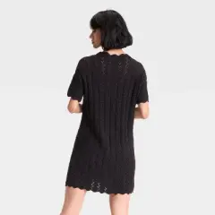 Women's Short Sleeve Pointelle Mini Sweater Dress - A New Day&trade;