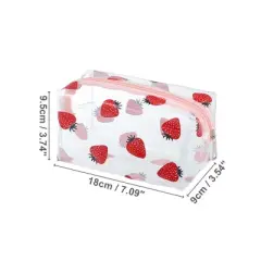 Unique Bargains Portable PVC Clear Makeup Bag Strawberry Red 1 Pc