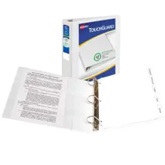 Avery TouchGuard Protection View 3 Ring Binder, Clear View Cover, 2 Inch Slant Rings, 1 White Binder (17194)