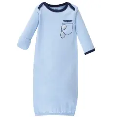 Luvable Friends Baby Boy Cotton Long-Sleeve Gowns 3pk, Airplane, 0-6 Months