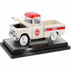 1958 Chevrolet Apache Cameo Truck Wimbledon White w/Red Top "Schwinn" Ltd Ed to 6550 pcs 1/24 Diecast Model Car by M2 Machines