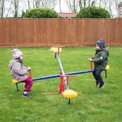 INFURNIC Baby Activity Gyms 4 Seater Kids Seesaw with 360 Degree Rotation for Backyard Fun, Multicolor, 71.8"*71.8"*19"