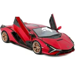 Lamborghini Sian FKP 37 Candy Red with Copper Wheels 1/24 Diecast Model Car by Bburago