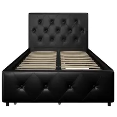 Dalia Faux Leather Upholstered Bed with Storage Black - Room & Joy