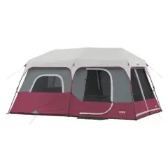 CORE Instant Cabin 14 x 9-Foot 9-Person Family Cabin Tent w/Rain Fly, Carry Bag & Easy 60-Second Assembly for Camping, Hiking, Outdoor, Red (4 Pack)