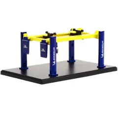Adjustable Four-Post Lift "Michelin" Blue and Bright Yellow "Four-Post Lifts" Series 3 1/64 Diecast Model by Greenlight