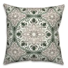 Creative Products Faded Gray Green Medallions 18x18 Indoor / Outdoor Pillow