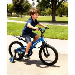 SKONYON Kids Bike 16 Inch or 18 Inch with Training Wheels for Ages 4-9 Adjustable Seat Dual Brake Shock Absorption Lightweight Bicycle for Children