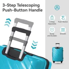 Syemin Luggage Lightweight 3 PCS Premium Abs Luggage Set Suitcase Set with Silent Spinner Wheels Carry on Luggage, Blue, 21.65"*13.19"*31.1"