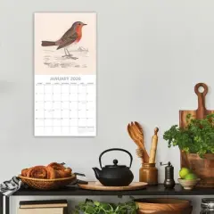 2026 Square Wall Calendar, Garden Birds, 16-Month Bird Theme with 180 Reminder Stickers (12x12 In)