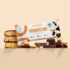 Supergut Prebiotic Bars for GLP-1 Craving Control & Digestive Health - Peanut Butter Chocolate - 10ct