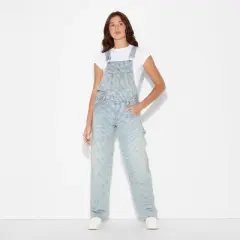 Women's Mid-Rise Denim Baggy Overalls - Wild Fable&trade;