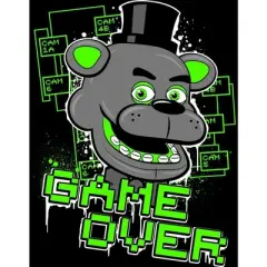 Five Nights at Freddy's Neon Green Game Over Boy's Black T-shirt