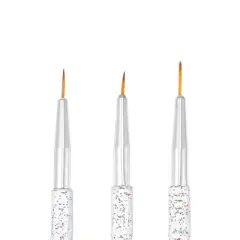 Unique Bargains Nail Art Brushes Silver Tone Transparent 3 Pcs