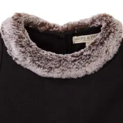 Hope & Henry Girls' Fit and Flare Ponte Dress with Faux Fur, Toddler