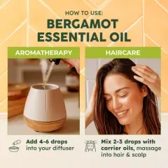 Bergamot Essential Oil (4 Fl Oz / 118 ml) -KUKKA  Bergamot Oil for Diffuser and Skin -Soap Making Scent DIY