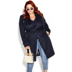 Women's Plus Size Isabella Coat - french navy | CITY CHIC