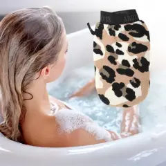 Unique Bargains Shower Gloves 8.66"x5.51" Black White 1 Pc