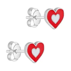 Girls' Groovy Hearts Standard Sterling Silver Earrings - In Season Jewelry
