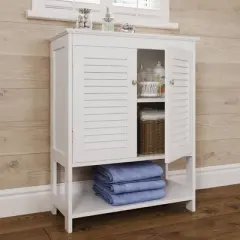 Ellsworth Two Door Floor Cabinet with Open Shelf White - RiverRidge Home