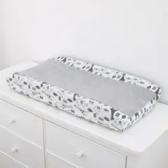 NoJo Love You To The Moon - Grey and White Elephant and Giraffe Plush Changing Pad Cover