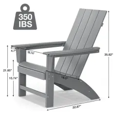 GARPROVM Cozy HDPE Adirondack Chair Weather-Resistant Outdoor Patio Chair