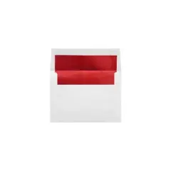 LUX A7 Foil Lined Invitation Envelopes 5 1/4 x 7 1/4  White w/Red Lining FLWH4880-01-50