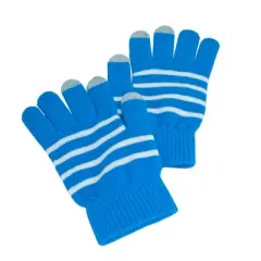 Fosmon Touchscreen Gloves, Winter Knit Gloves with Touch screen Fingers for Men & Women, Superb Accuracy on 3 Conductive Fingertips - Blue/White
