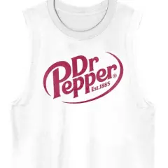 Dr. Pepper EST 1885 Maroon Logo Crew Neck Sleeveless White Men's Tank Top-Medium
