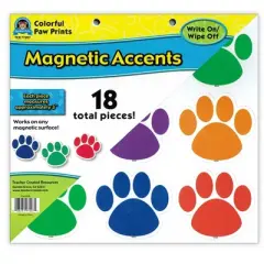 Teacher Created Resources&reg; Colorful Paw Prints Magnetic Accents, Pack of 18