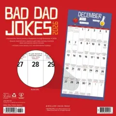 Willow Creek Press 12"x12" 2026 Bad Dad Jokes Wall Calendar