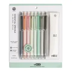 U Brands U-Eco 8ct Gel Ink Pens with Refills Essential Speckle: Refillable Aesthetic Stationery, 0.7mm Black Ink